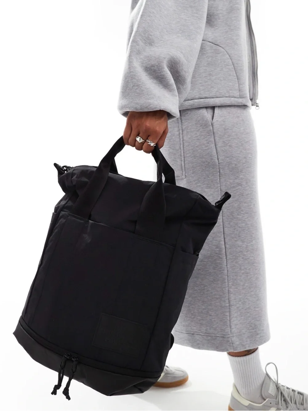 The North Face Black Tote-Style Backpack with Zippered Base